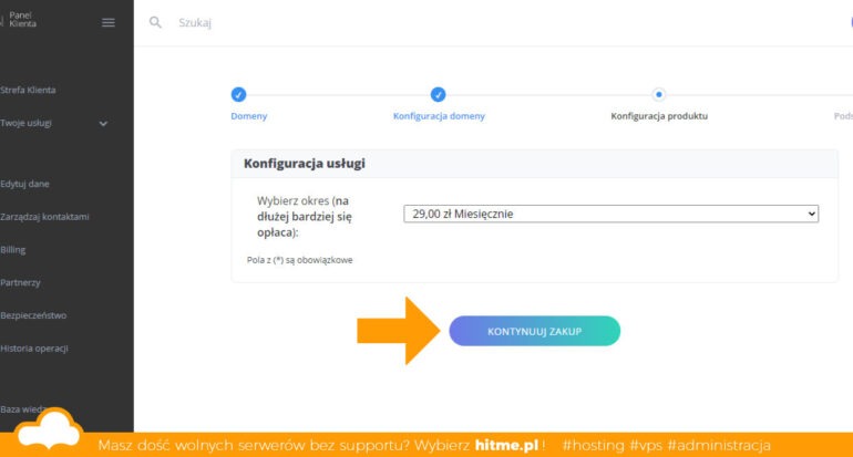 Konfiguracja zamówienia hostingu