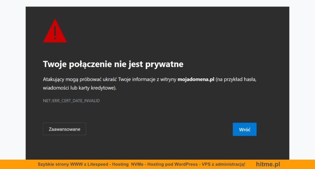 wygasły certyfikat SSL