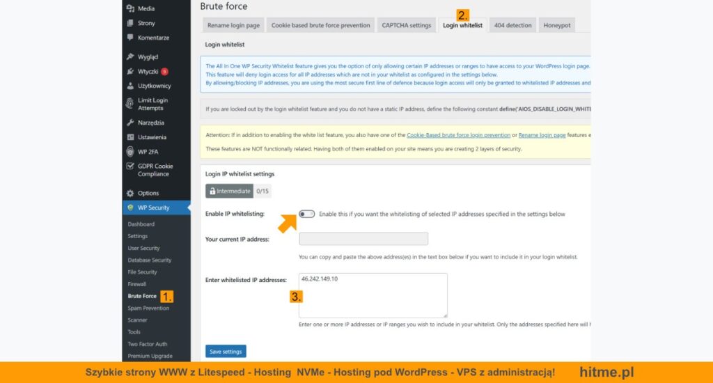 blokowanie logowania wordpress IP