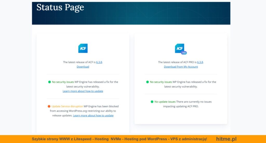 wpengine status acf