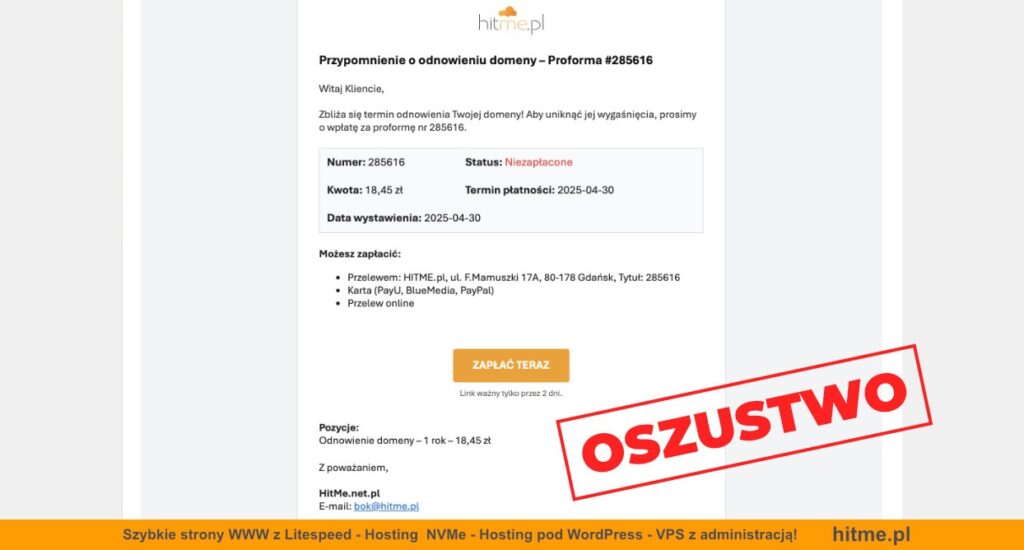 kampania phisingowa wiadomość