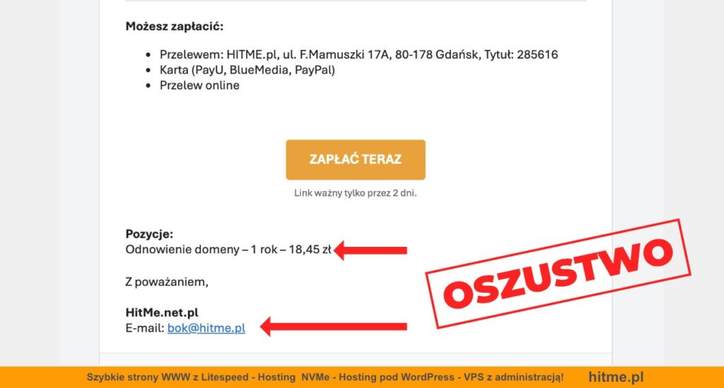 phising zła kwota