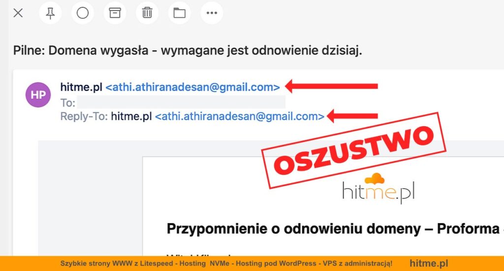 phising błędny nadawca