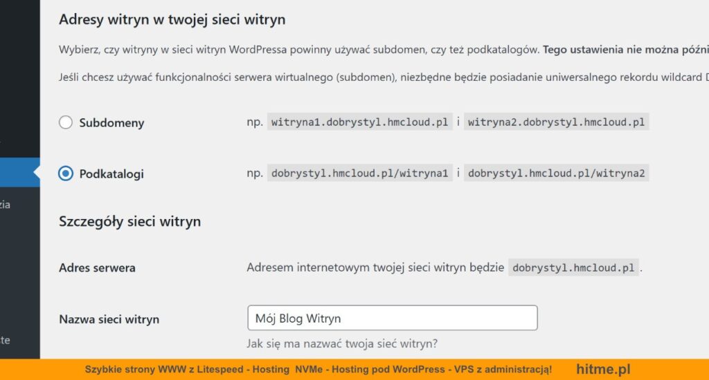 podkatalogi wp multisite