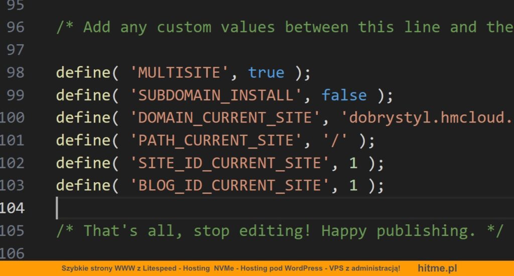 wp-config network wordpress