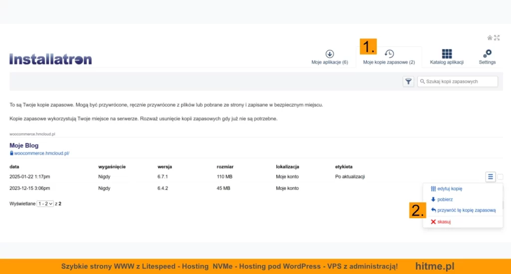 wordpress backup hosting installatron