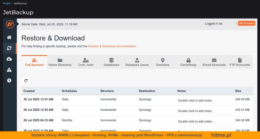 wordpress backup hosting jetbackup