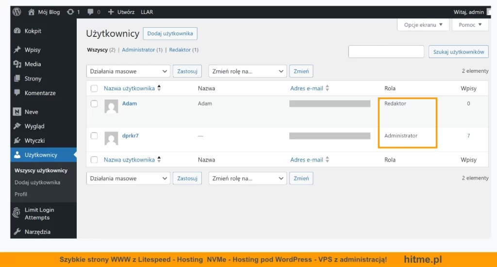 wordpress uzytkownicy