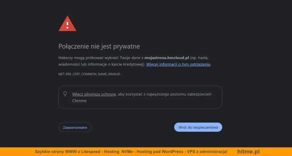chrome polaczenie nie jest prywatne blad